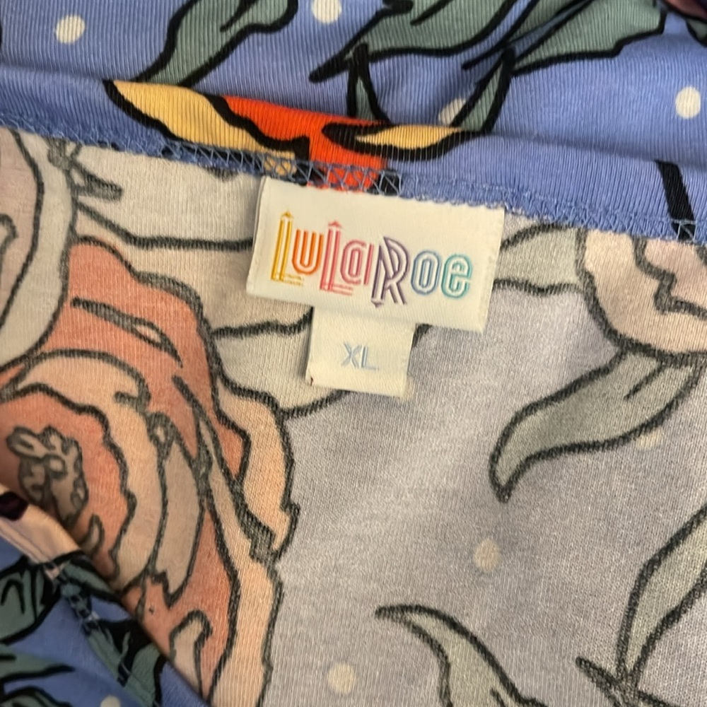 LULAROE floral flower longsleeve blue red pink bodycon Mid Dress - Picture 5 of 5